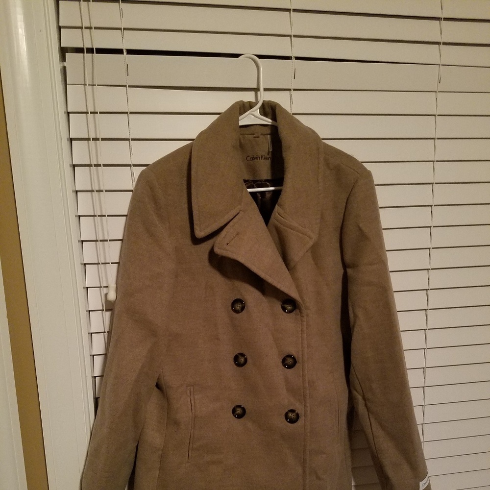 Calvin Klein Size 16 Tan Pea Coat